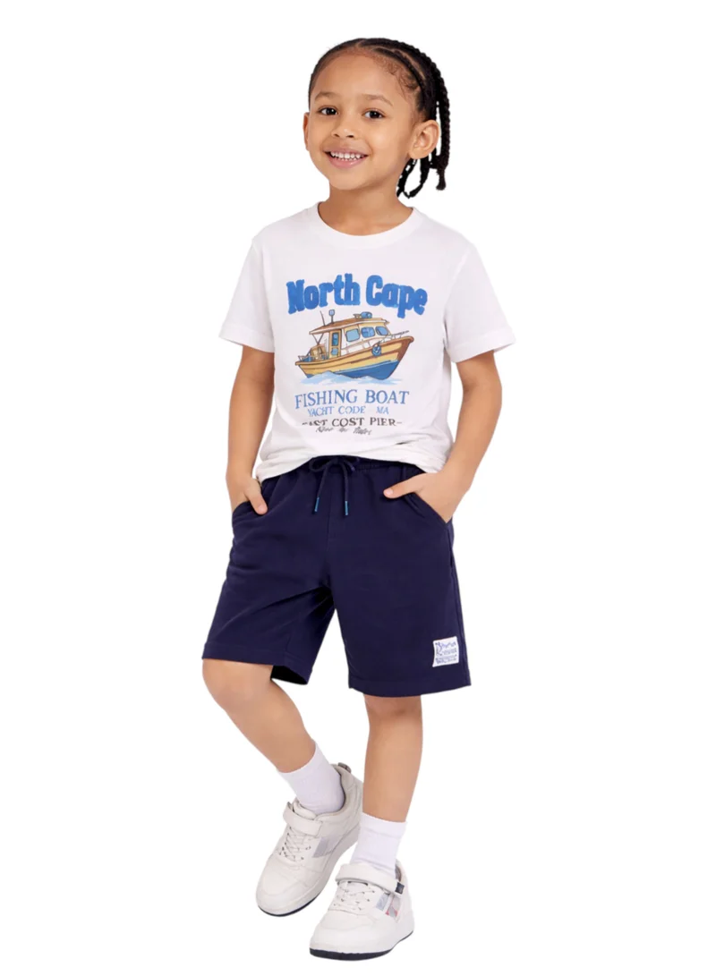 victor and jane Boys North Cape Fishing Boat T-Shirt & Navy Shorts Set